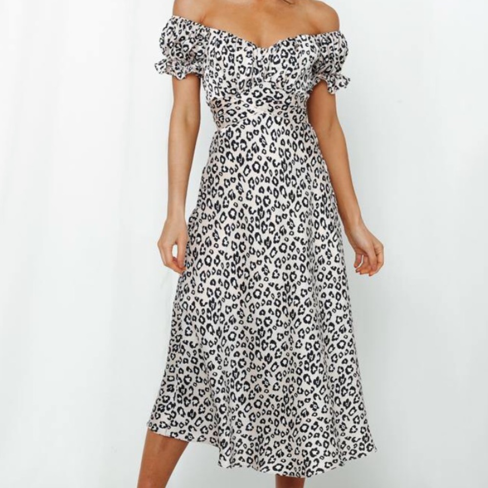Hello Molly green leopard print satin dress.
